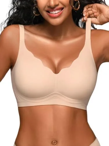cuteio jelly bras for women wireless seamless padded bralette with support no underwire comfortable t shirt bra skin s